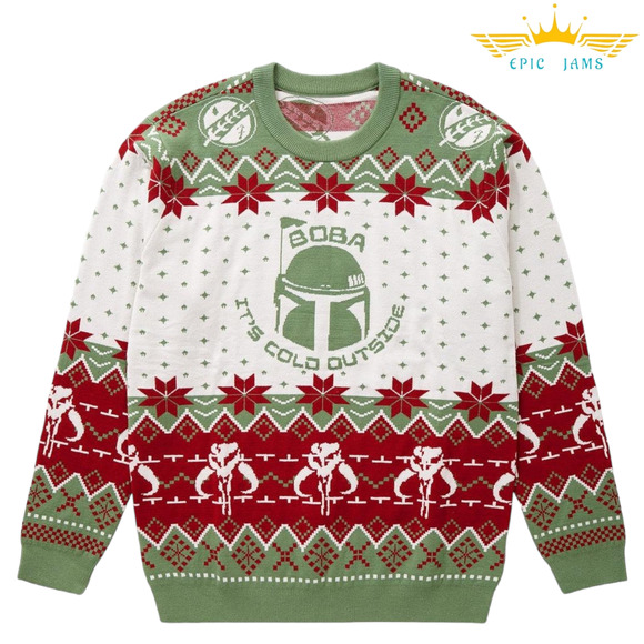 Disney Star Wars Boba Fett Christmas Holiday Ugly Sweater Men's Size S New - Picture 1 of 2